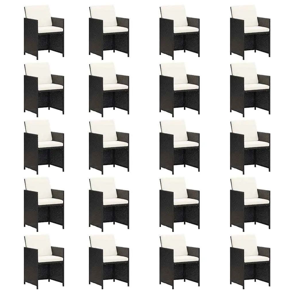 Garden Dining Set 21 Piece Outdoor Furniture Black Poly Rattan with Cushions