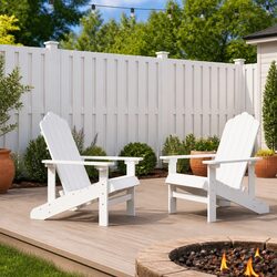 Outdoor Adirondack Chairs Set of 2 Garden Patio Seating Weather Resistant White