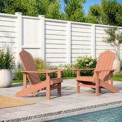 Outdoor Adirondack Chairs Set of 2 Garden Patio Seating Brown Weather Resistant