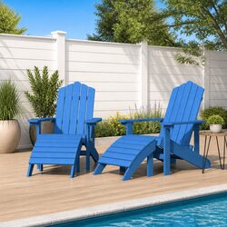 Outdoor Adirondack Chairs Set 2 pcs with Detachable Footstools Garden Patio