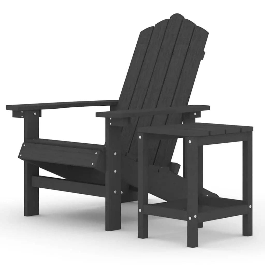 Adirondack Chair with Integrated Table Weather-resistant HDPE Anthracite