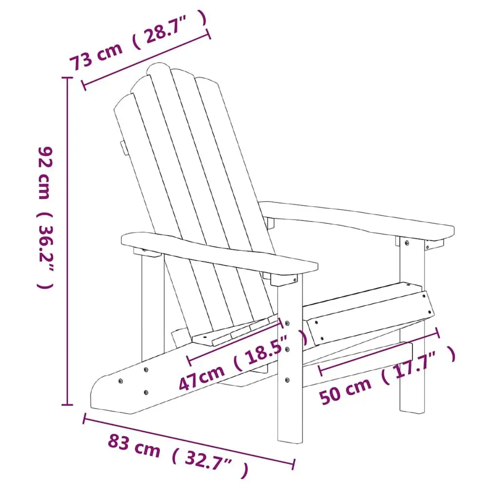 Adirondack Chair with Integrated Table Weather-resistant HDPE Anthracite
