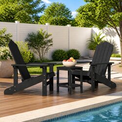 Outdoor Adirondack Chairs with Side Table Set Garden Patio Seating Anthracite