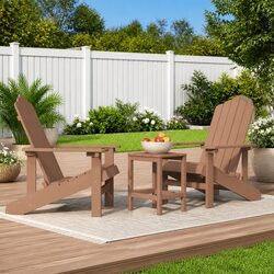 Outdoor Adirondack Chairs with Side Table Garden Patio Seating Set Brown