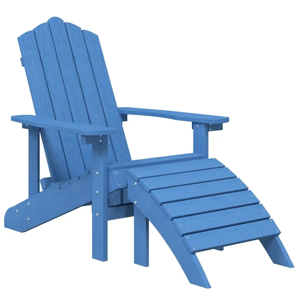 Outdoor Adirondack Chair with Footstool and Side Table Garden Patio Seating Blue
