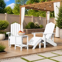 Outdoor Adirondack Chairs with Footstools and Side Table Garden Patio Seating
