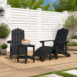 Outdoor Adirondack Chairs with Footstools and Side Table Garden Patio Seating