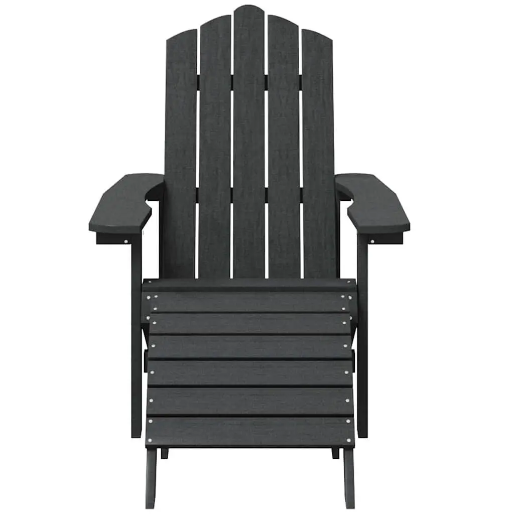 Adirondack Chairs with Footstools and Side Table Weather-resistant Anthracite HDPE Outdoor Garden Patio Seating