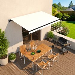 Automatic Retractable Awning 400x300 cm Cream Outdoor Patio Sun Shade Remote