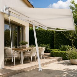 Freestanding Automatic Retractable Awning 400x300 cm Outdoor Patio Shade Cream