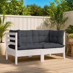 2-Seater Garden Sofa Outdoor Patio Furniture Pinewood Modular Lounge Seat with