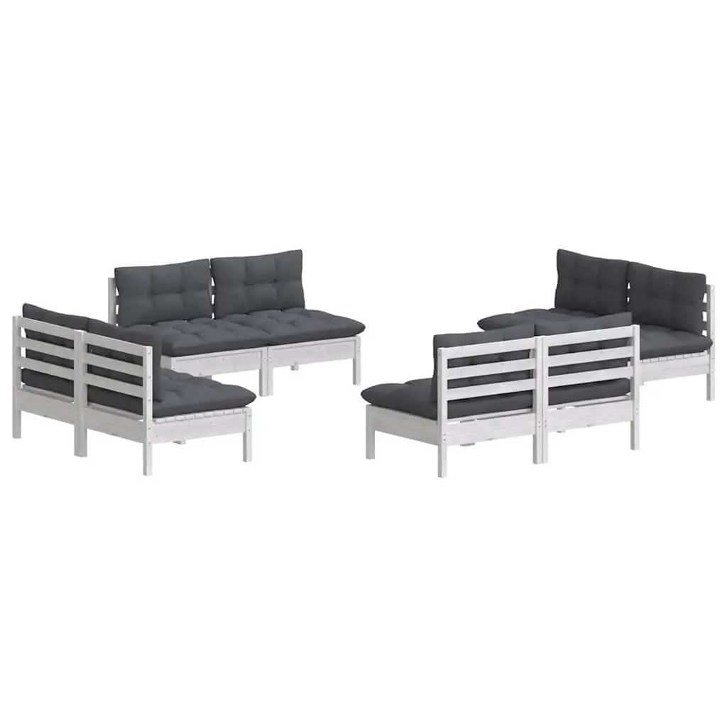 Garden Lounge Set 8 Piece Outdoor Patio Furniture White Modular Lounge Seating