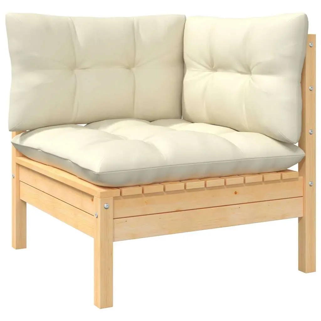 Garden Lounge Set 13 Piece Outdoor Patio Furniture Pinewood Cream Cushions