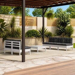 Garden Lounge Set 6 Piece Outdoor Patio Furniture Pinewood Modular with Cushions