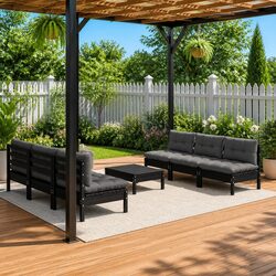 Garden Lounge Set 7 Piece Outdoor Patio Furniture Pinewood with Cushions