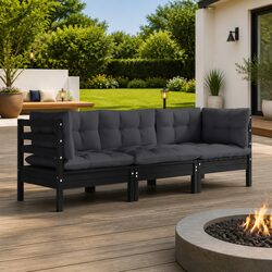 3-Seater Garden Sofa Outdoor Patio Lounge Seat with Cushions Modular Design