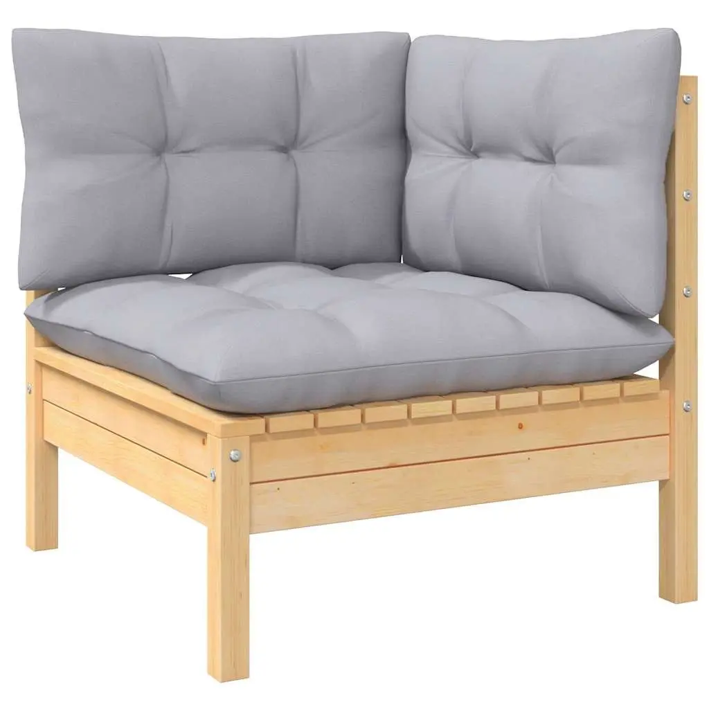 Garden Lounge Set 4 Piece Outdoor Patio Furniture Grey Cushions Pinewood Modular