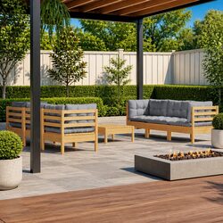 Garden Lounge Set 7 Piece Outdoor Furniture Patio Sofa Grey Cushions Modular