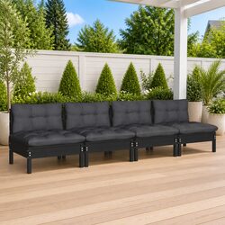 4-Seater Garden Sofa Solid Pinewood Outdoor Patio Lounge Seating with Cushions