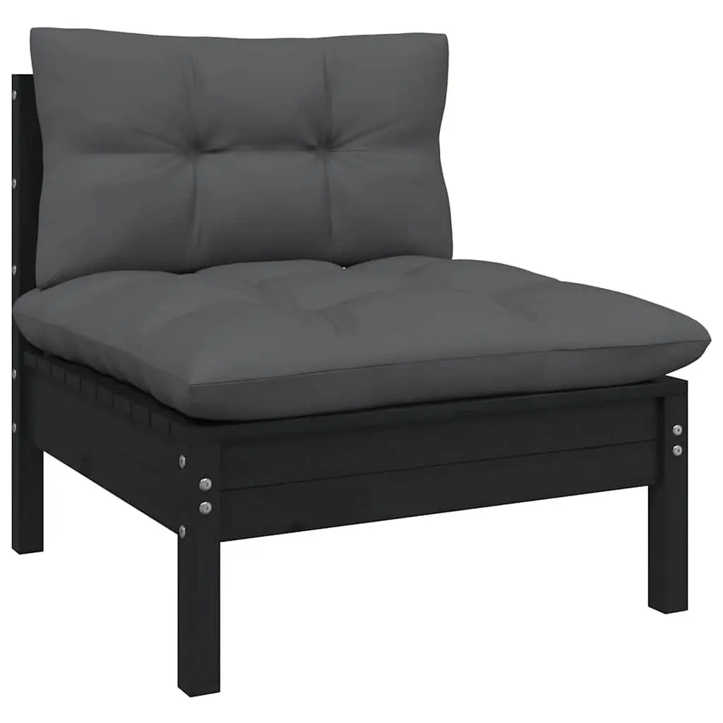 5 Piece Garden Lounge Set Pinewood Patio Furniture with Anthracite Cushions