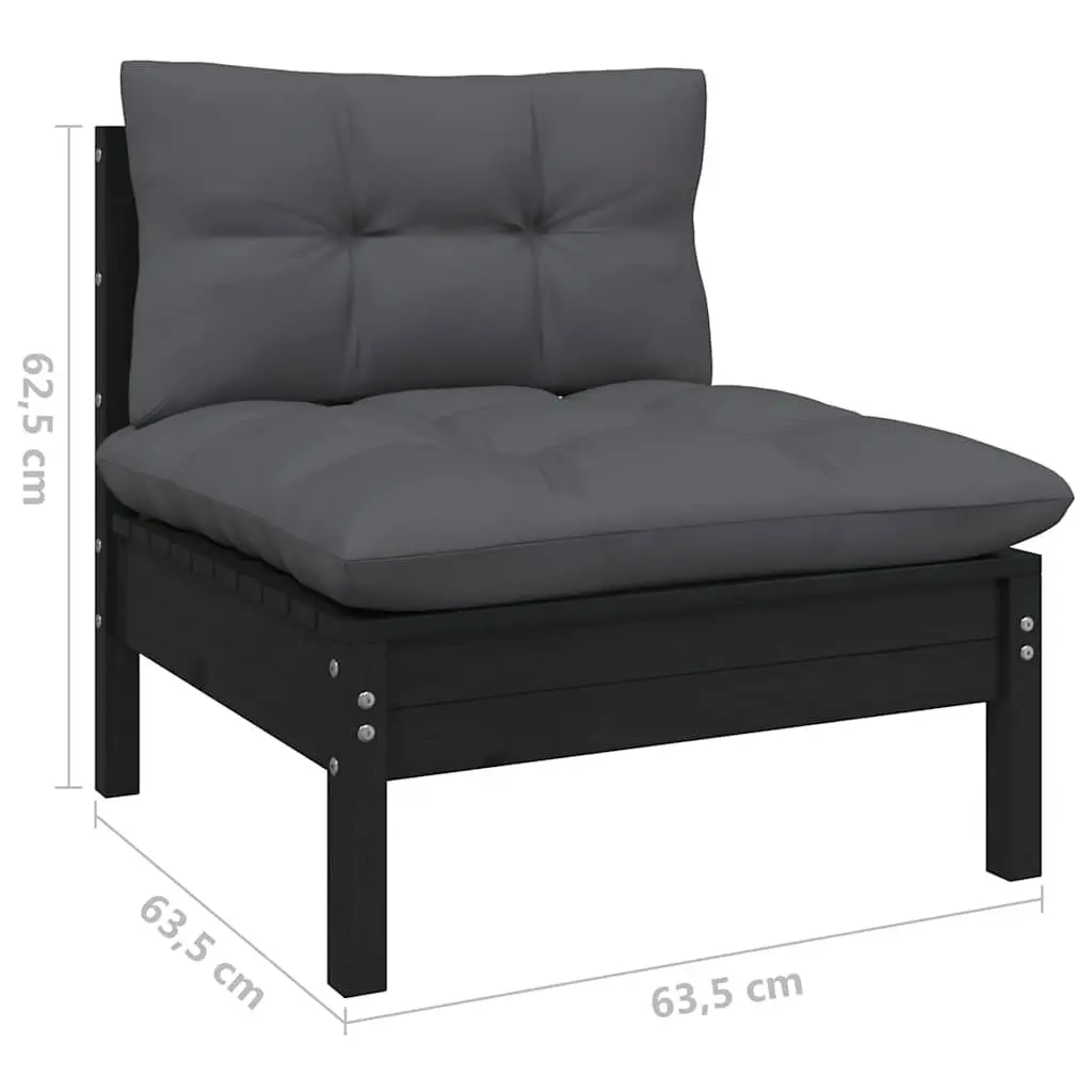 5 Piece Garden Lounge Set Pinewood Patio Furniture with Anthracite Cushions