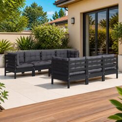 Garden Lounge Set 8 Piece Outdoor Patio Furniture with Cushions Solid Pinewood