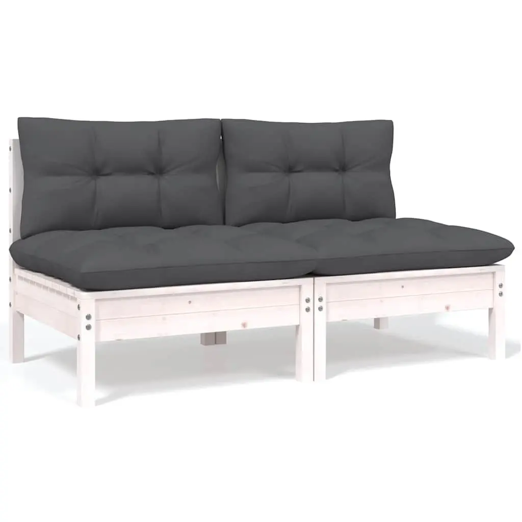4 Piece Garden Lounge Set Solid Pinewood with Cushions White