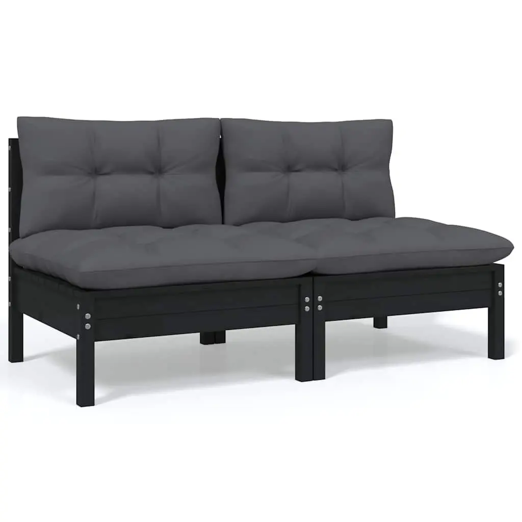 Garden Lounge Set 6 Piece Outdoor Patio Furniture with Cushions Pinewood Black
