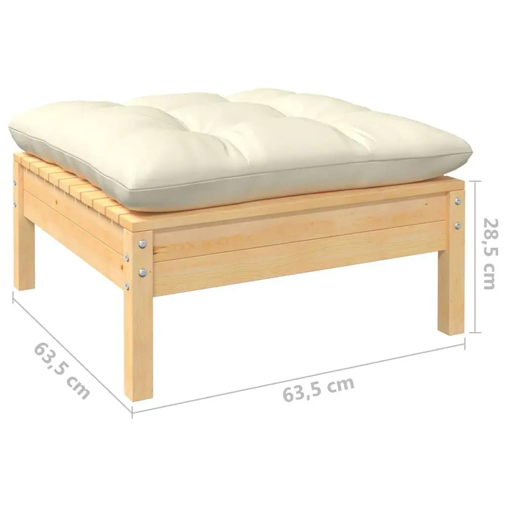 Garden Lounge Set 7 Piece Solid Pinewood with Cream Cushions