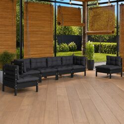 7 Piece Garden Lounge Set with Cushions Solid Pinewood Outdoor Patio Furniture
