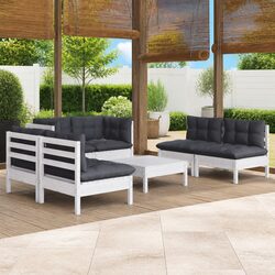 7 Piece Garden Lounge Set with Cushions Solid Pinewood Outdoor Patio Furniture