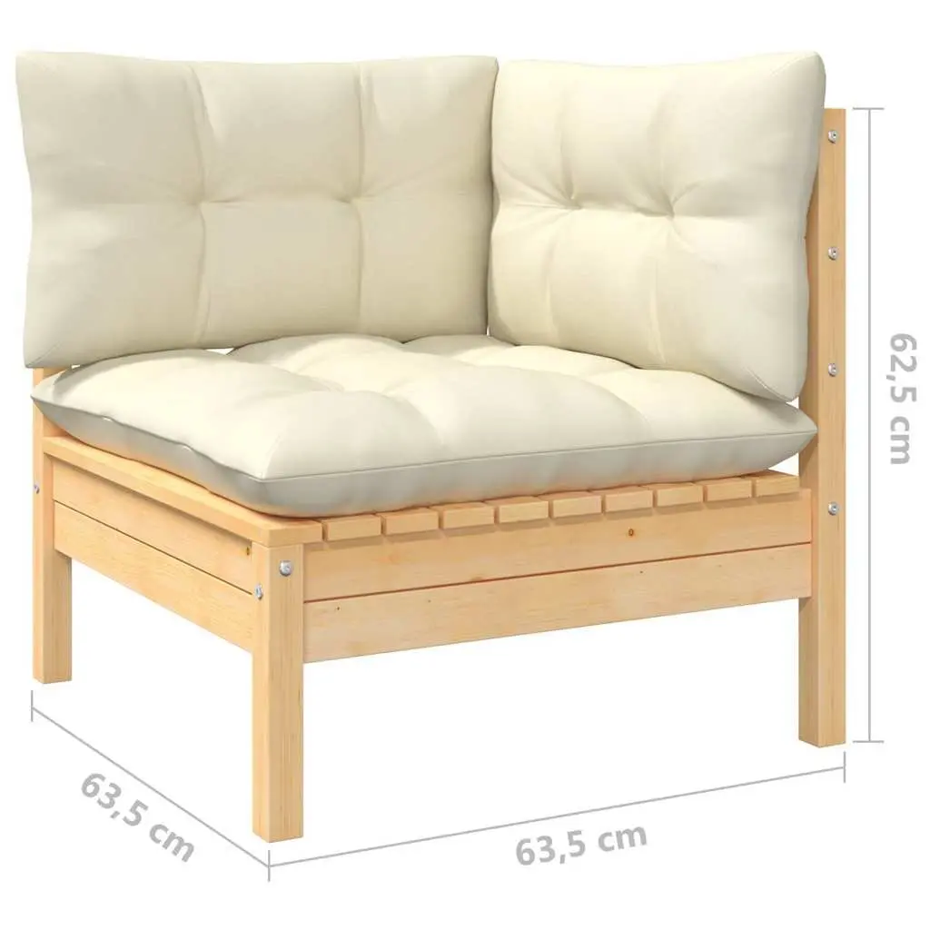 Garden Lounge Set Modular 8 Piece Outdoor Patio Furniture Solid Pinewood Cream