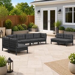 Garden Lounge Set 9 Piece Outdoor Furniture Patio Sofa with Cushions Modular