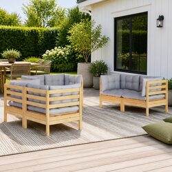 Garden Lounge Set 6 Piece Outdoor Patio Furniture Grey Cushions Modular