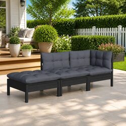 Garden Lounge Set 3 Piece Outdoor Patio Furniture with Cushions Solid Pinewood