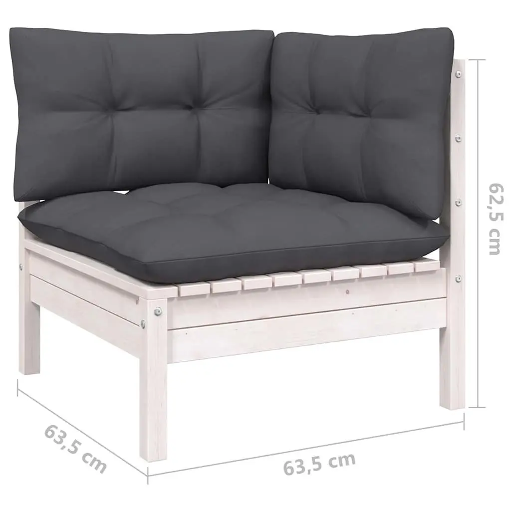 Garden Lounge Set 9 Piece Outdoor Patio Furniture Solid Pinewood with Cushions White