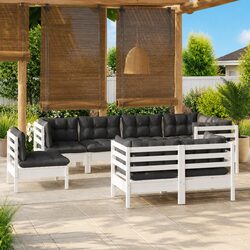 Garden Lounge Set 8 Piece Outdoor Patio Furniture White Cushions Modular