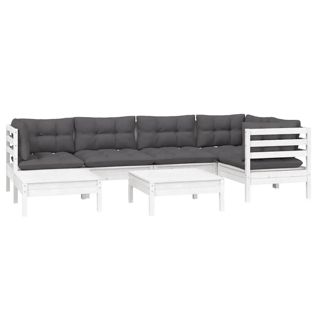 Garden Lounge Set Modular 7 Piece Outdoor Patio Furniture White with Cushions