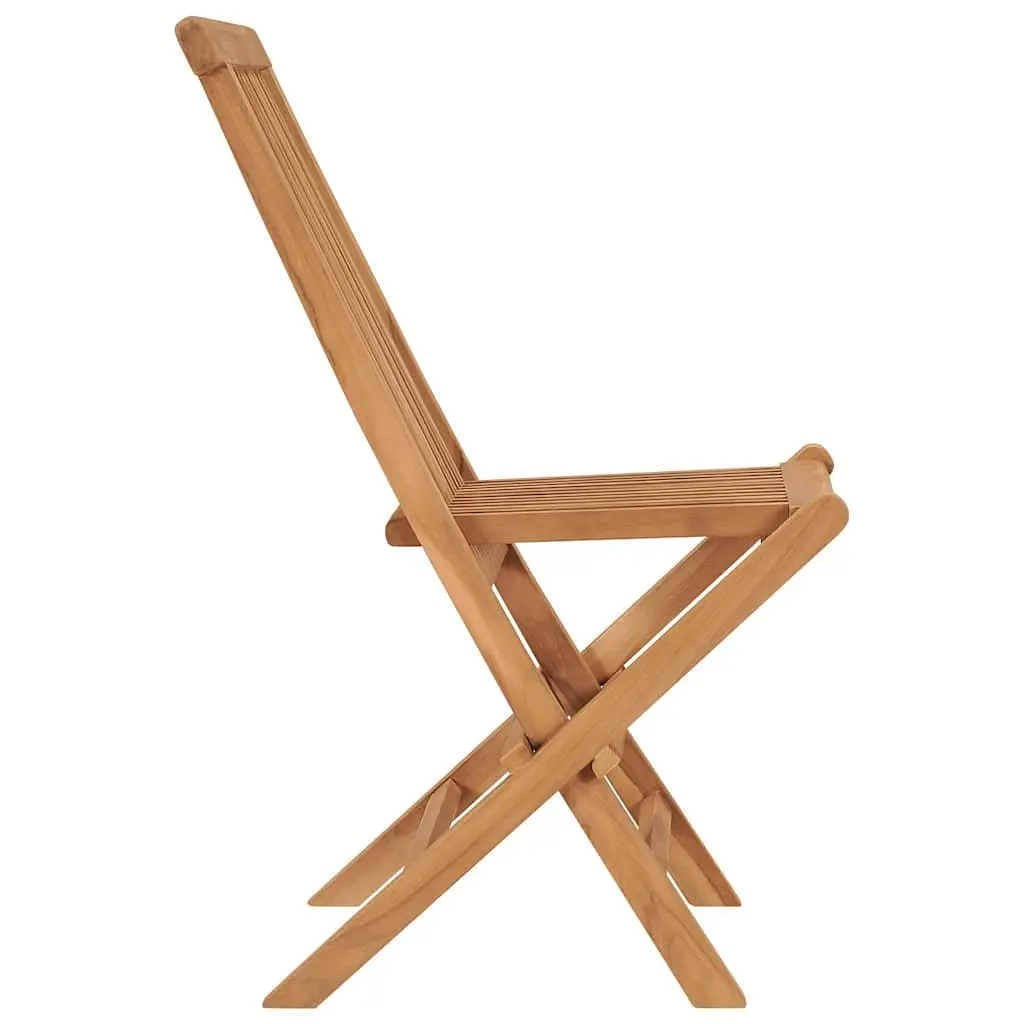 Folding Garden Chairs 8 Pieces Solid Teak Wood Outdoor Seating Set Brown