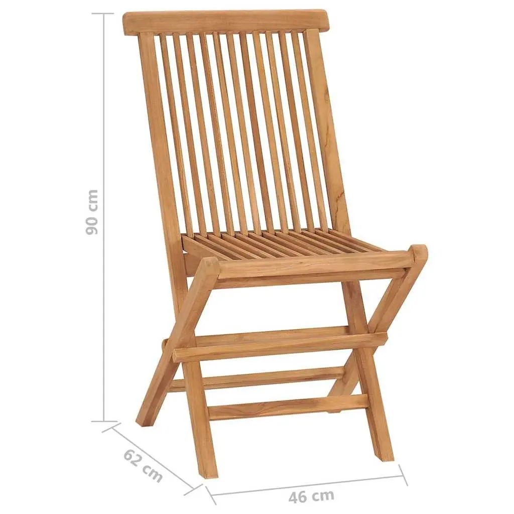 Folding Garden Chairs 8 Pieces Solid Teak Wood Outdoor Seating Set Brown