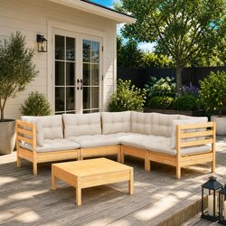 Garden Lounge Set 6 Piece Outdoor Patio Furniture Modular Sofa with Cushions