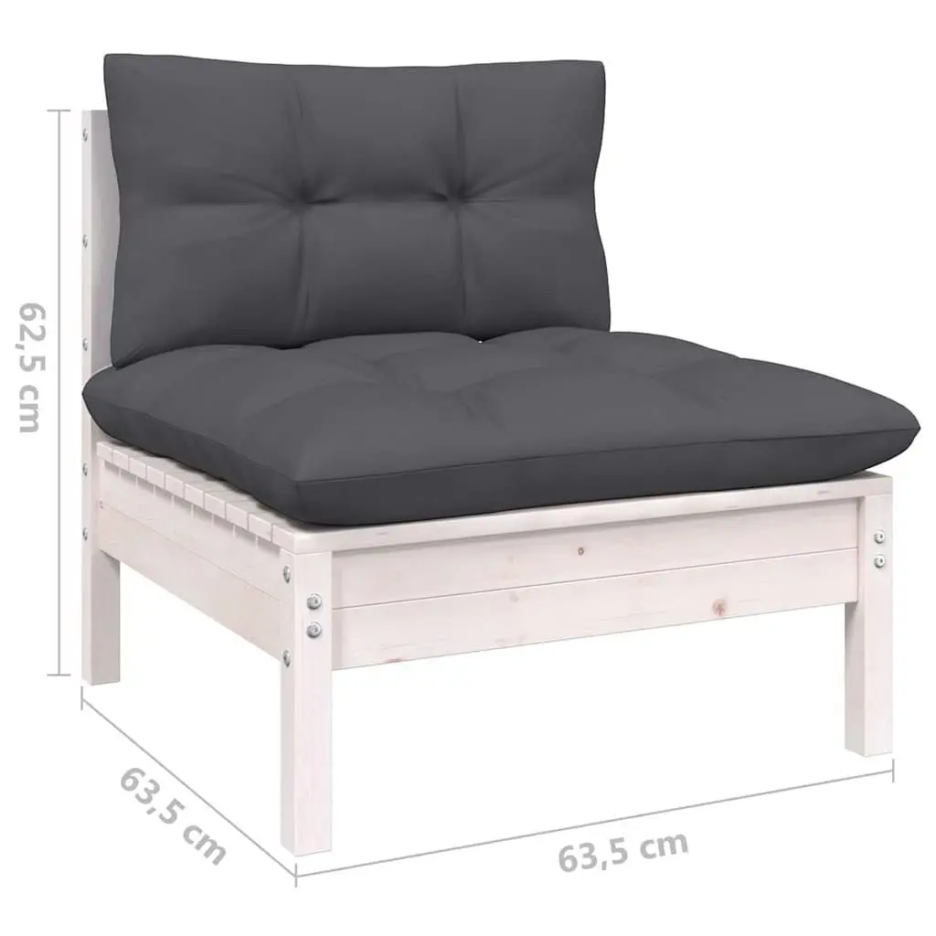 Garden Lounge Set 9 Piece Solid Pinewood Modular Patio Furniture with Cushions White