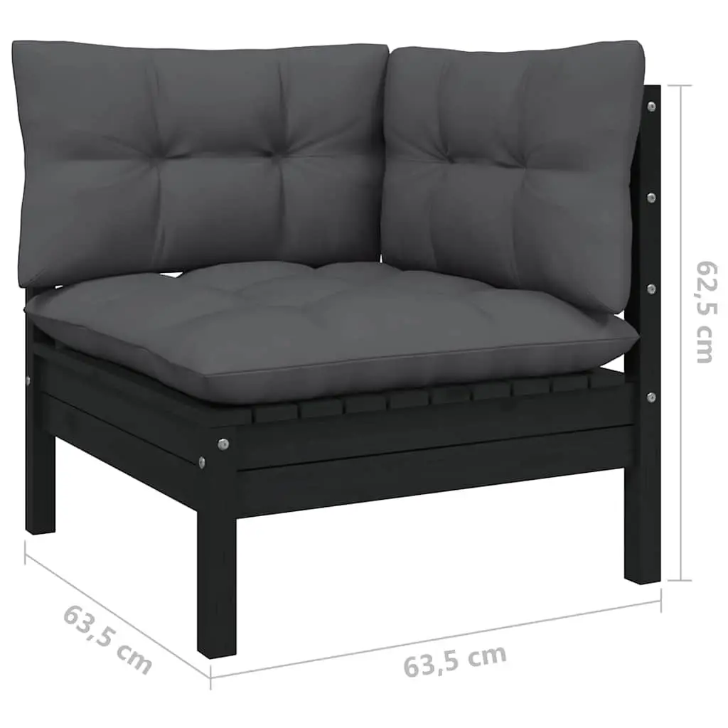 11 Piece Garden Lounge Set with Cushions Black Outdoor Patio Furniture Modular