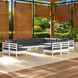 Garden Lounge Set 12 Piece Outdoor Patio Furniture White Modular Sectional