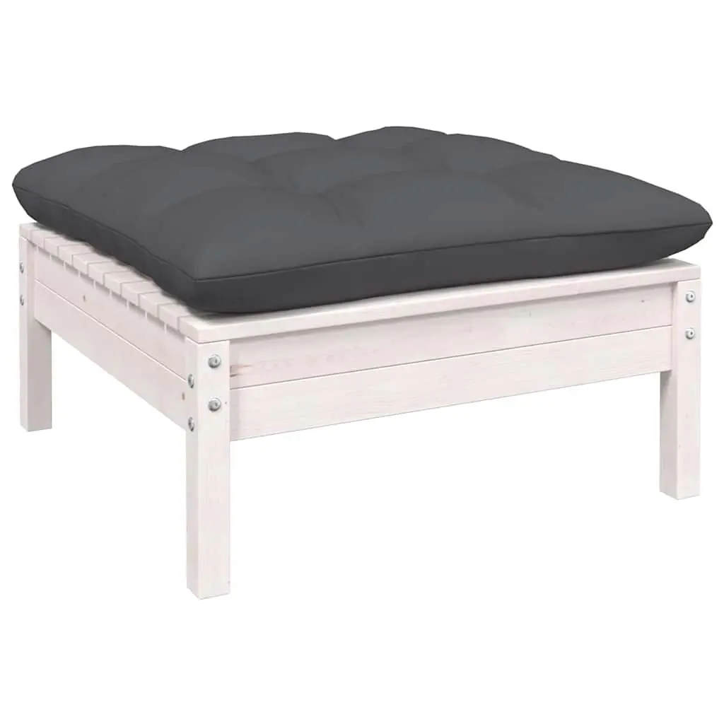 Garden Lounge Set 13 Piece Outdoor Furniture White Pinewood with Cushions