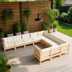 Garden Lounge Set 10 Piece Outdoor Patio Furniture Modular Pinewood with