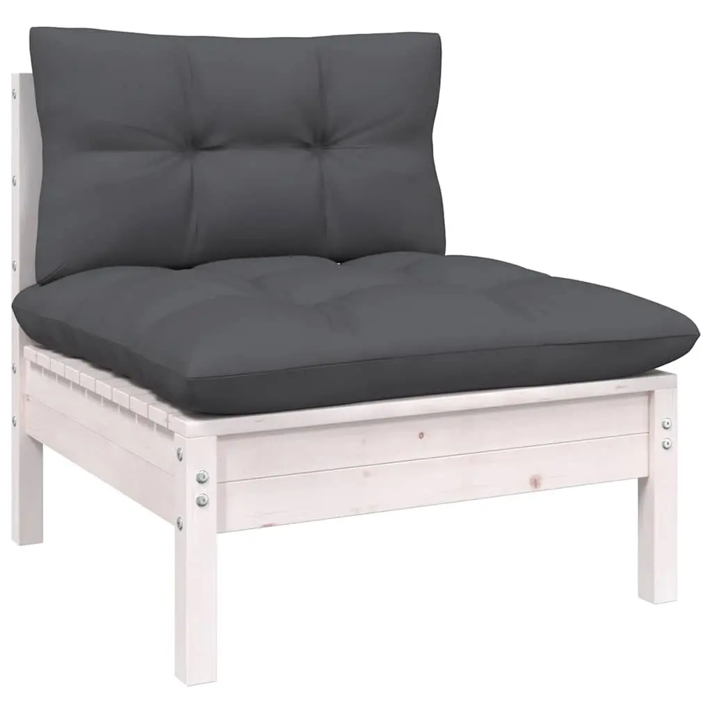Garden Lounge Set 13 Piece White Pinewood Outdoor Furniture with Cushions