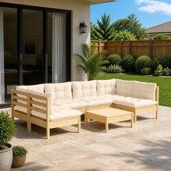 Garden Lounge Set 7 Piece Outdoor Patio Furniture with Cushions Modular Seating