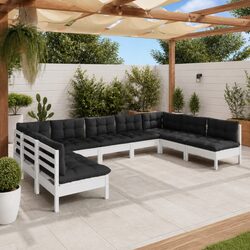Garden Lounge Set 9 Piece White Modular Outdoor Furniture Patio Seating with