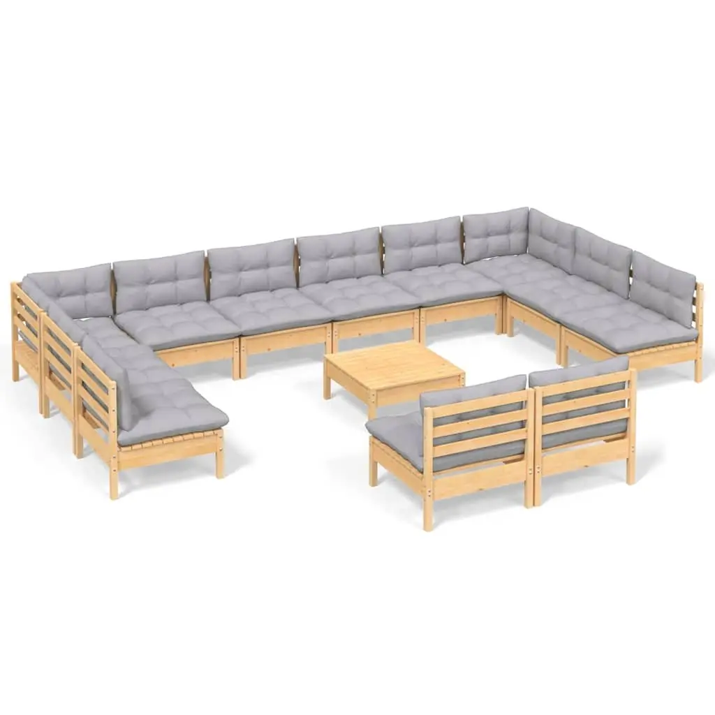 Garden Lounge Set 13 Piece Outdoor Furniture Patio Sofa Grey Cushions Modular